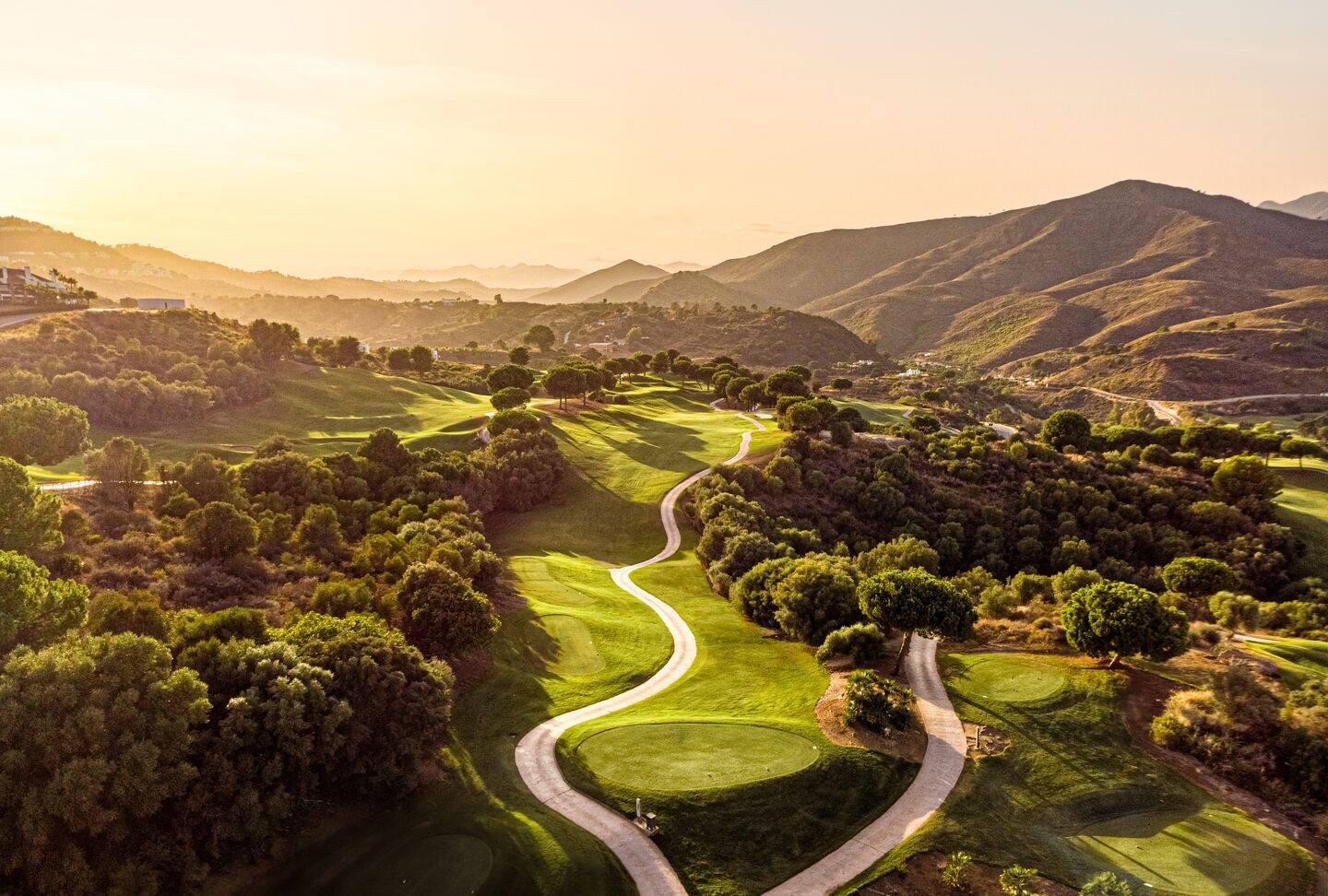 Vista aérea del recorrido del Campo América en La Cala Resort, Mijas, Málaga